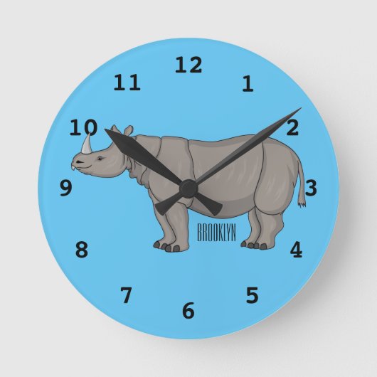 Horloge Ronde Illustration du rhinocéros de Javan (Recto)