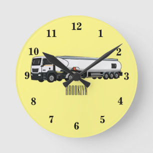 Horloge Ronde Illustration du transport de carburant par camion-