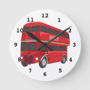 Horloge Ronde Illustration d'un bus à deux étages