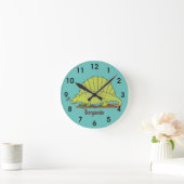 Horloge Ronde Illustration d'un dimétrodon vert mignon (Maison)