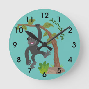Horloge Ronde Illustration d'un joli bébé gorille