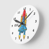 Horloge Ronde Illustration d'un vaisseau de fusées (Angle)