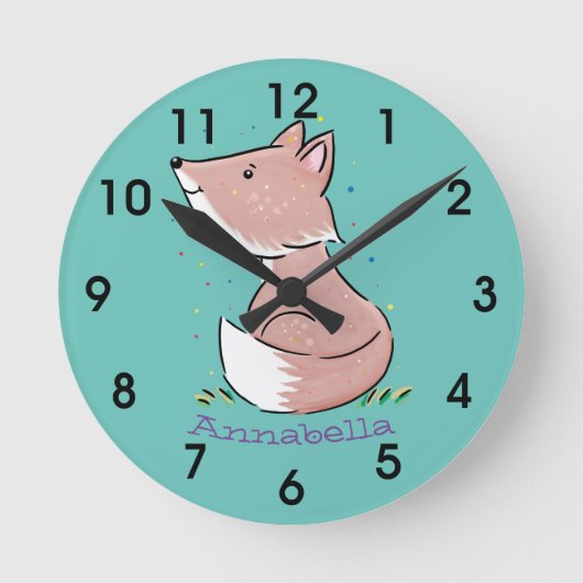 Horloge Ronde Illustration d'une caricature de baby fox (Recto)