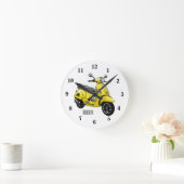 Horloge Ronde Illustration d'une moto cyclable (Maison)