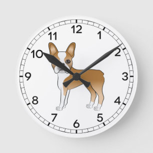 Horloge Ronde Illustration Fawn Et White Boston Terrier Dog