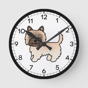 Horloge Ronde Illustration mignonne de chien Cairn Terrier roux