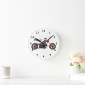 Horloge Ronde Illustration motocyclette de style hélicoïdal (Maison)