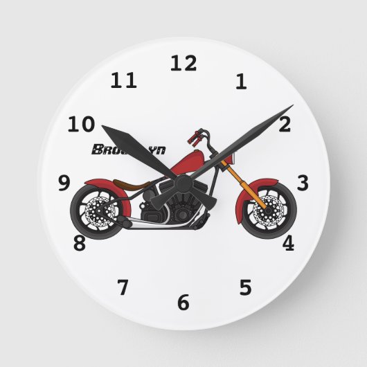 Horloge Ronde Illustration motocyclette de style hélicoïdal (Recto)