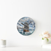 Horloge Ronde Illustration numérique du voilier dans l'océan (Maison)