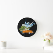 Horloge Ronde Illustration Oldtimer 2cv Landschaft (Maison)