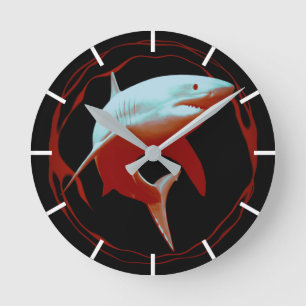 Horloge Ronde Illustration réaliste Grand requin blanc