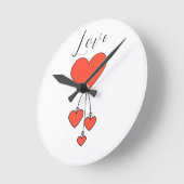 Horloge Ronde Illustration simple avec coeur écarlate Amour (Angle)