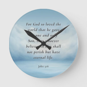 Horloge Ronde Image du verset biblique Jean 3:16