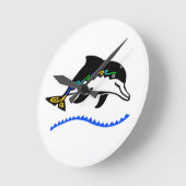 Horloge Ronde Image mignonne DOLPHIN - Nature - Océan (Angle)
