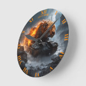 Horloge Ronde Imaginaire Cute Panther Tank Fire (Angle)