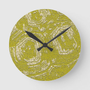 Horloge Ronde Impression abstraite de carapace de tortue moutard