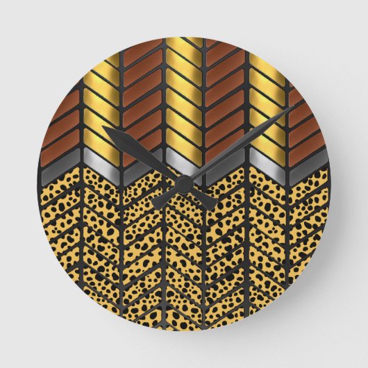 Horloge Ronde Impression d'animal de guépard à chevron zigzag mo (Recto)