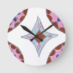 Horloge Ronde Impression d'art de peinture à l'huile de mandala