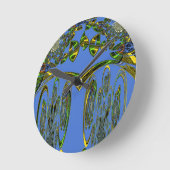Horloge Ronde Impression d'art Iridescente avec design abstrait  (Angle)