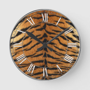 Horloge Ronde Impression de la fourrure en bande de tigre