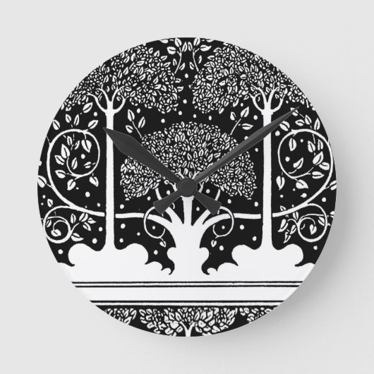 Horloge Ronde Impression de motif d'arbre Art Nouveau d'Aubrey B (Recto)