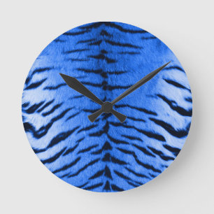 Horloge Ronde Impression de peau de tigre bleu désert