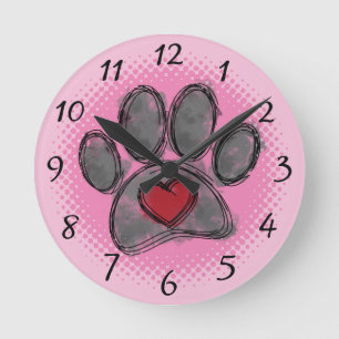 Horloge Ronde Impression demi-ton Amoureux des chiens Dessin Aqu