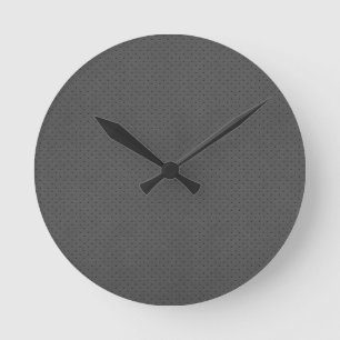 Horloge Ronde Impression numérique sur cuir gris perforé