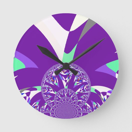 Horloge Ronde Imprimante d'art bleu rétro Cyan Kaleidoscope (Recto)