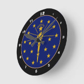 Horloge Ronde Indiana Flag & Indiana mode /design USA (Angle)