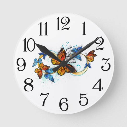 Horloge Ronde Infini de papillons monarques (Recto)