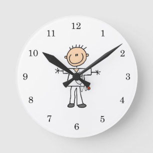 Horloge Ronde Infirmier bonhomme allumette masculin