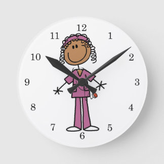 Horloge Ronde Infirmière afro-américaine