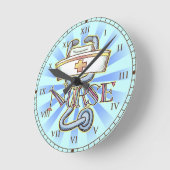 Horloge Ronde Infirmière au stéthoscope (Angle)