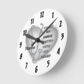 Horloge Ronde Infirmière inscrite de Grey Heart RN (Angle)