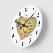 Horloge Ronde Infirmière LPN du coeur jaune (Angle)