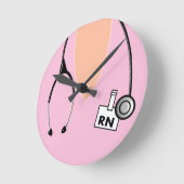 Horloge Ronde Infirmière RN Scrub rose (Angle)