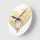 Horloge Ronde Initiales de monogramme de coeur de la Saint-Valen (Angle)