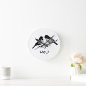 Horloge Ronde Inséparables faits sur commande de nom ou de (Maison)