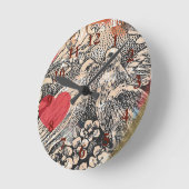 Horloge Ronde Inséparables Heart Red Art Collage (Angle)