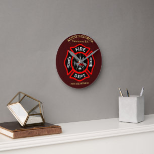 Horloge Ronde Insigne noir et rouge de corps de sapeurs-pompiers