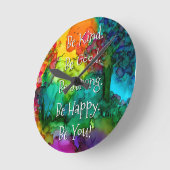 Horloge Ronde Inspational Be Kind, Good, Strong, Happy Clock (Angle)