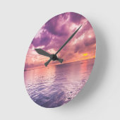 Horloge Ronde Inspiration du coucher de soleil sur l'océan (Angle)