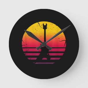 Horloge Ronde Instrument de loterie de Guitar Sunset