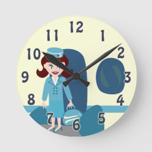 Horloge Ronde Intendance rétro Sassy