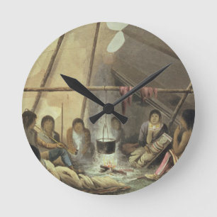Horloge Ronde Intérieur d'une tente indienne de Cree, le 25 mar