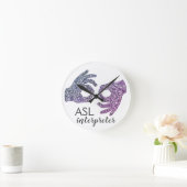 Horloge Ronde "interprète" American Sign Language (ombré) Clock (Maison)