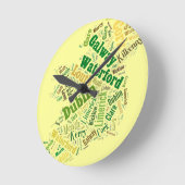 Horloge Ronde Ireland Cities Word Art (Angle)