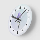 Horloge Ronde Iris lavande et bourgeons (Angle)