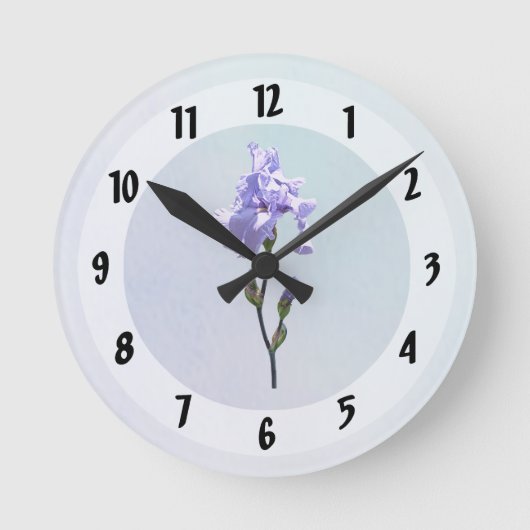 Horloge Ronde Iris lavande et bourgeons (Recto)
